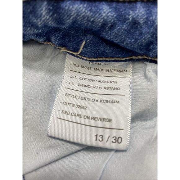 Kancan Jeans Junior Size 13 Destroyed Medium Wash Denim Straight Stretch Hi Rise - Picture 4 of 12